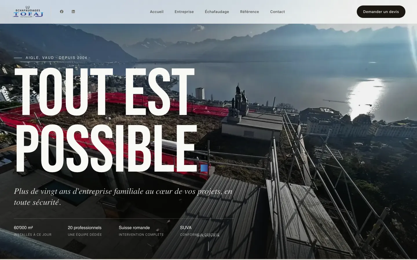 Nouveau site de TOFAJ Échafaudages livré par Opus Studio